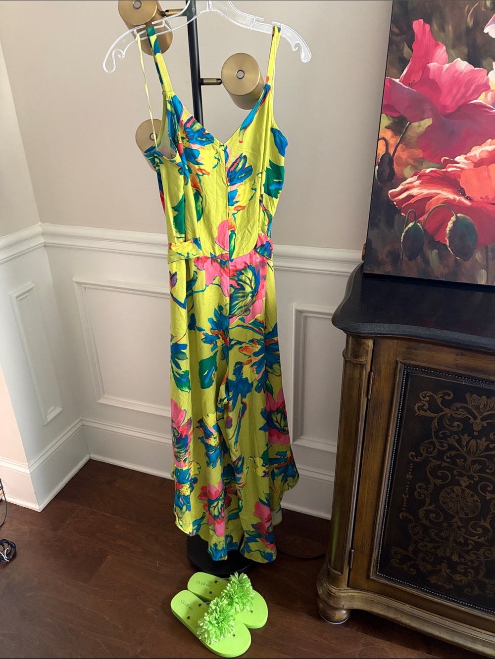 NWOT Bright Tropical Floral Maxi Romper